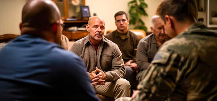 veteran mens recovery support group led by substance abuse counselor