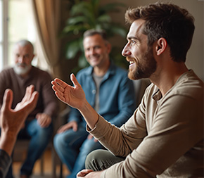 human services assistant leads men's group